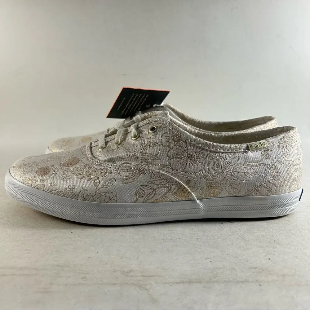 Keds X Rifle Paper Co Champion Women’s Shoes Sneakers White Gold Size 9.5 Wide - Picture 3 of 8